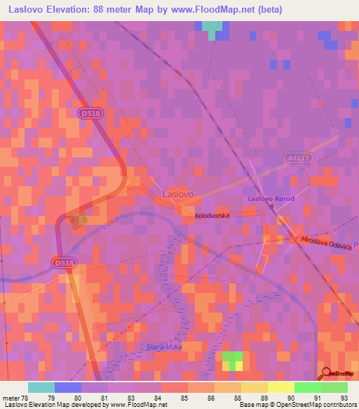 Laslovo,Croatia Elevation Map