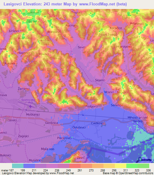 Lasigovci,Slovenia Elevation Map