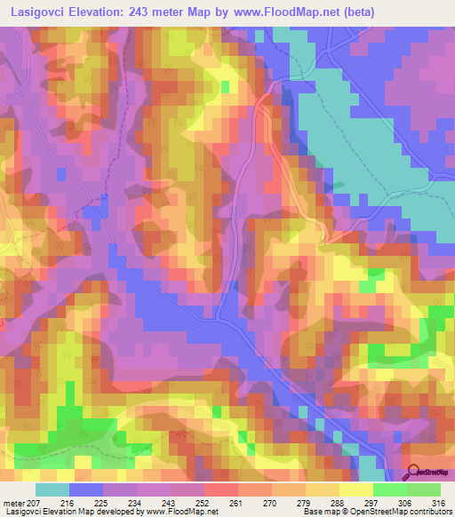 Lasigovci,Slovenia Elevation Map