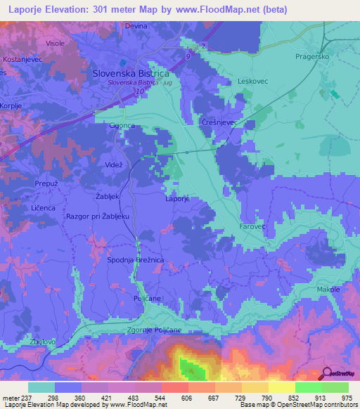 Laporje,Slovenia Elevation Map