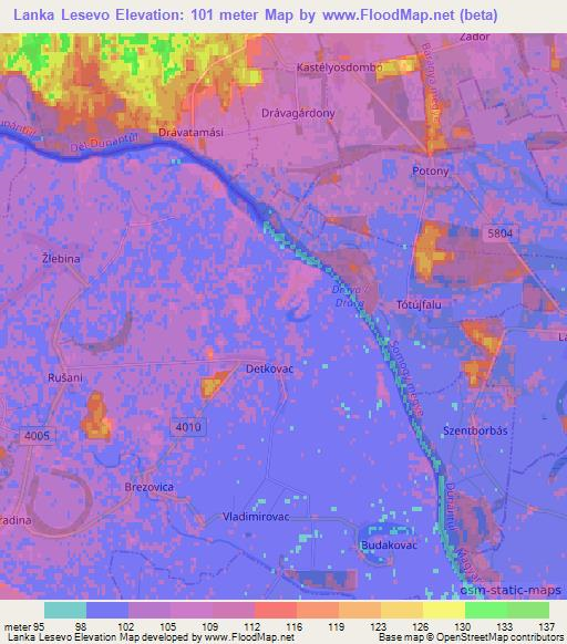 Lanka Lesevo,Croatia Elevation Map