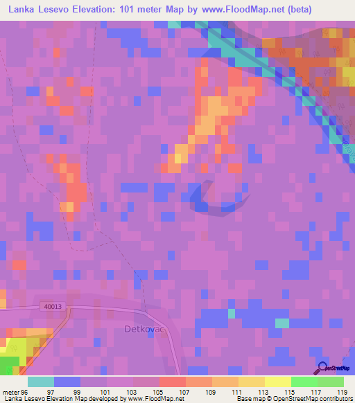 Lanka Lesevo,Croatia Elevation Map