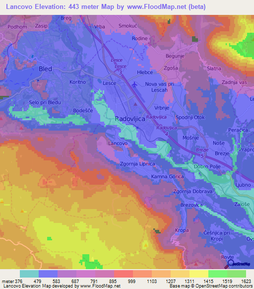 Lancovo,Slovenia Elevation Map