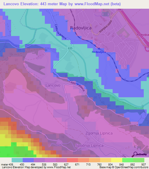 Lancovo,Slovenia Elevation Map