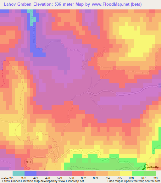 Lahov Graben,Slovenia Elevation Map