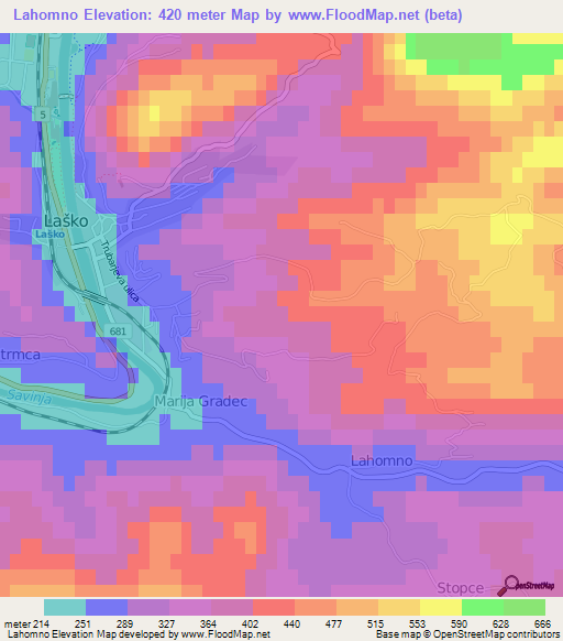 Lahomno,Slovenia Elevation Map