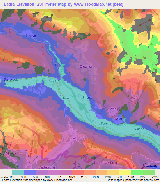 Ladra,Slovenia Elevation Map