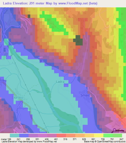 Ladra,Slovenia Elevation Map