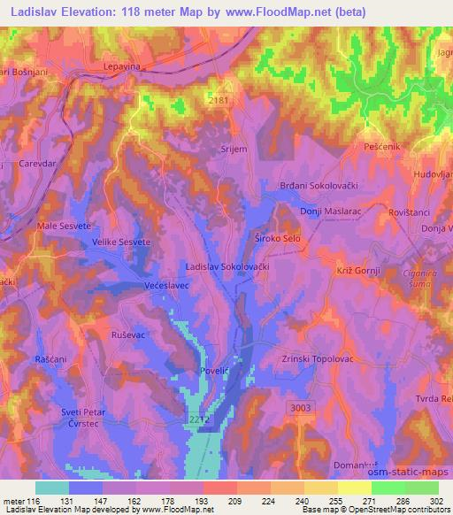 Ladislav,Croatia Elevation Map