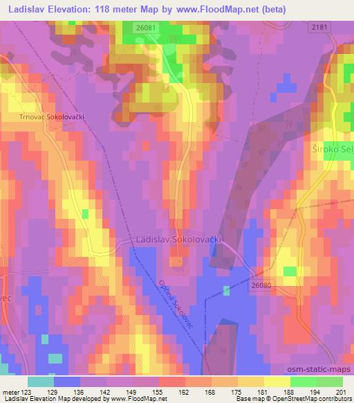 Ladislav,Croatia Elevation Map