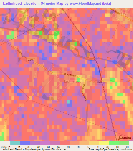 Ladimirevci,Croatia Elevation Map