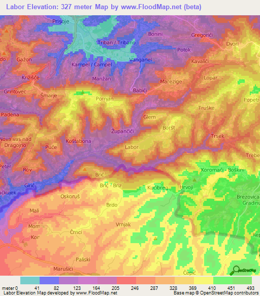 Labor,Slovenia Elevation Map