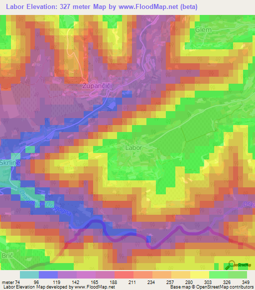 Labor,Slovenia Elevation Map