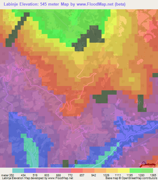 Labinje,Slovenia Elevation Map