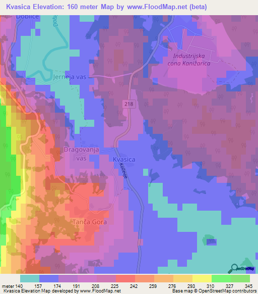 Kvasica,Slovenia Elevation Map