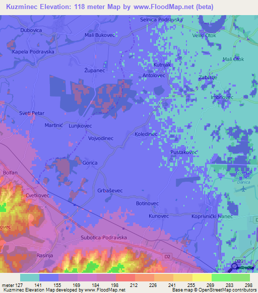 Kuzminec,Croatia Elevation Map