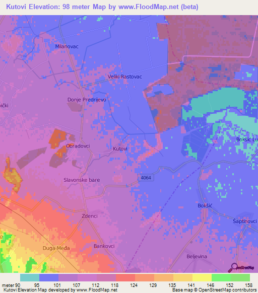 Kutovi,Croatia Elevation Map