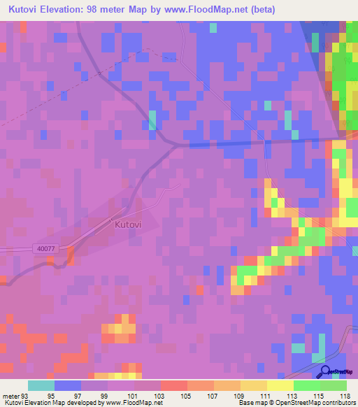 Kutovi,Croatia Elevation Map