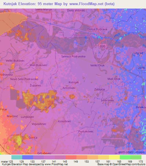 Kutnjak,Croatia Elevation Map