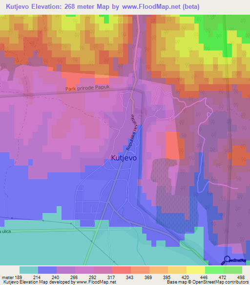 Kutjevo,Croatia Elevation Map