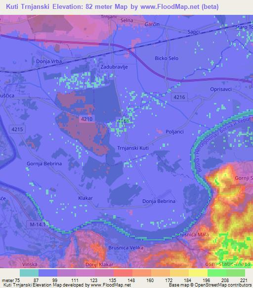 Kuti Trnjanski,Croatia Elevation Map