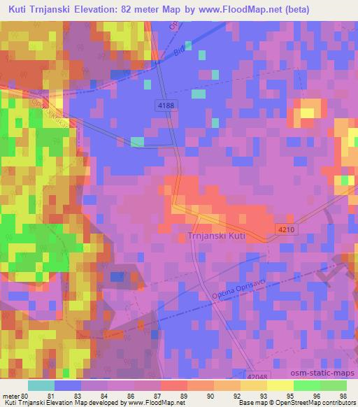 Kuti Trnjanski,Croatia Elevation Map