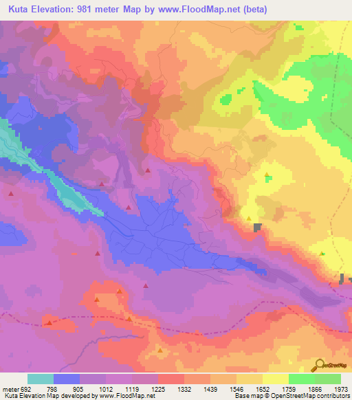 Kuta,Montenegro Elevation Map