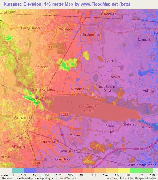 Kursanec,Croatia Elevation Map