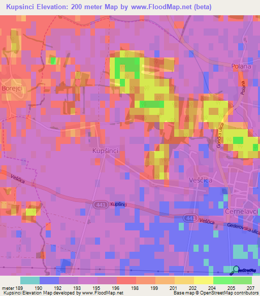 Kupsinci,Slovenia Elevation Map