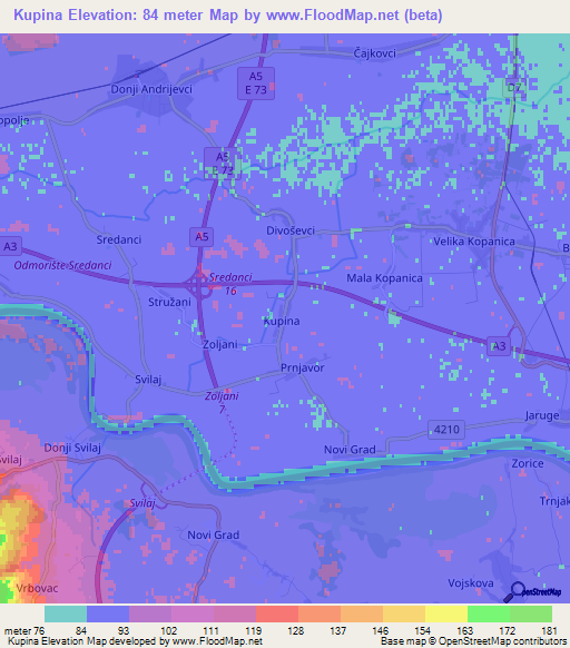 Kupina,Croatia Elevation Map