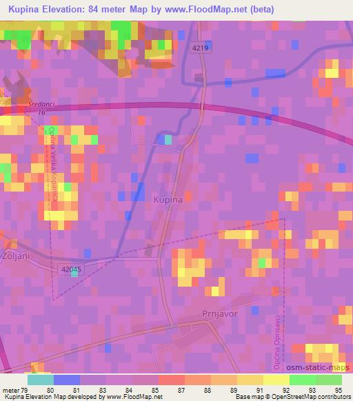 Kupina,Croatia Elevation Map