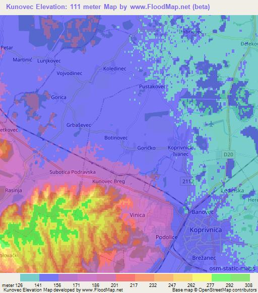 Kunovec,Croatia Elevation Map