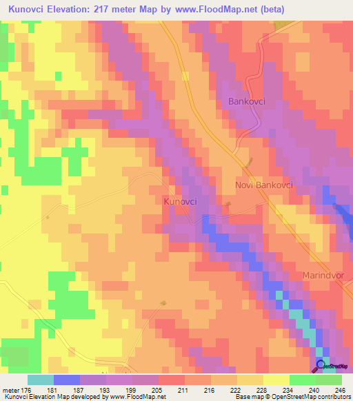 Kunovci,Croatia Elevation Map