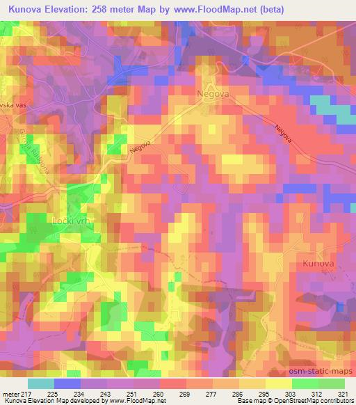 Kunova,Slovenia Elevation Map