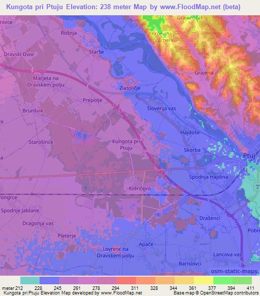 Kungota pri Ptuju,Slovenia Elevation Map