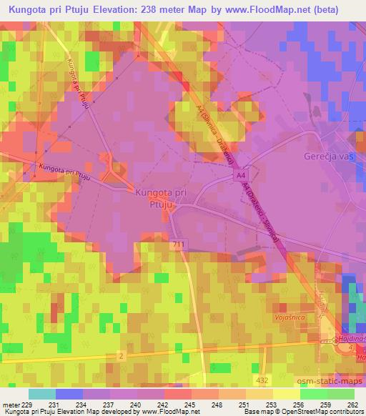 Kungota pri Ptuju,Slovenia Elevation Map