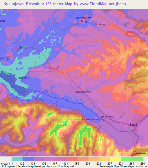 Kukunjevac,Croatia Elevation Map