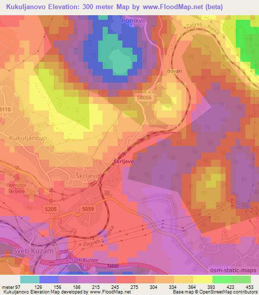 Kukuljanovo,Croatia Elevation Map