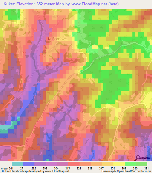 Kukec,Slovenia Elevation Map