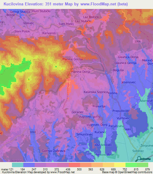 Kucilovina,Croatia Elevation Map