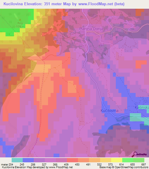 Kucilovina,Croatia Elevation Map