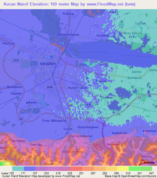 Kucan Marof,Croatia Elevation Map