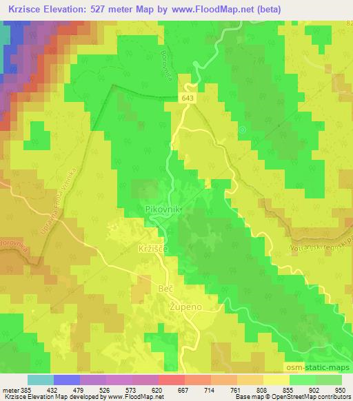 Krzisce,Slovenia Elevation Map