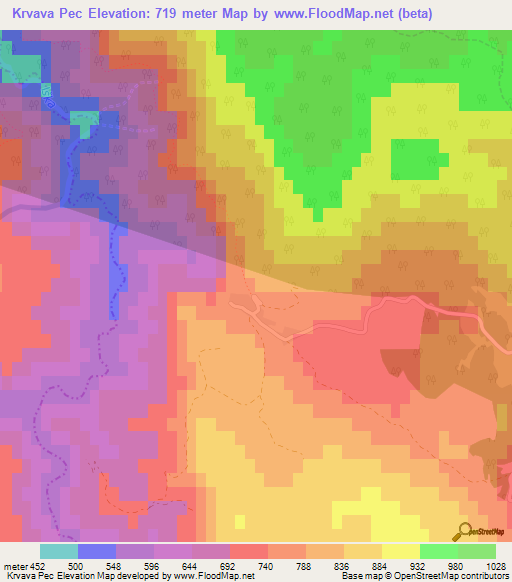 Krvava Pec,Slovenia Elevation Map