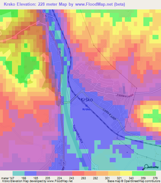 Krsko,Slovenia Elevation Map