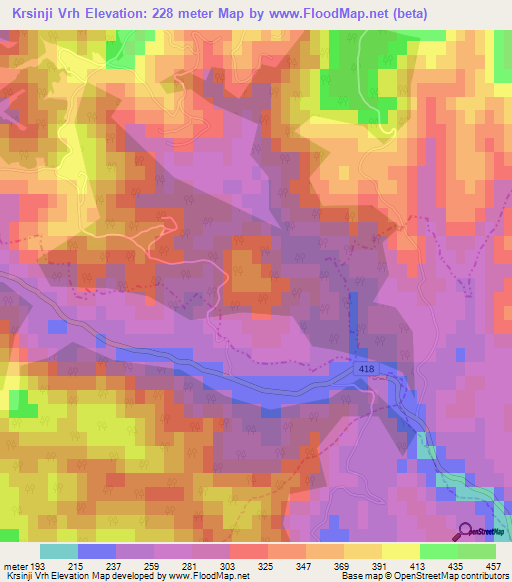 Krsinji Vrh,Slovenia Elevation Map