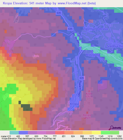 Kropa,Slovenia Elevation Map