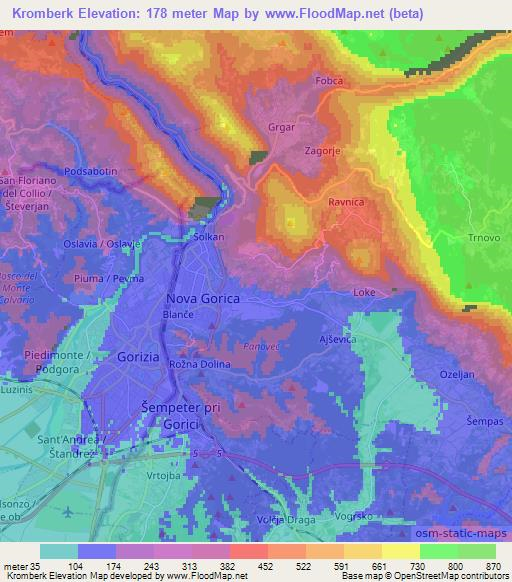 Kromberk,Slovenia Elevation Map