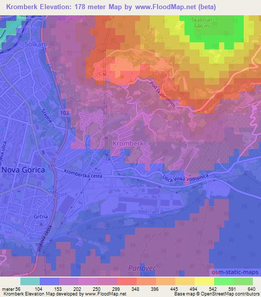 Kromberk,Slovenia Elevation Map