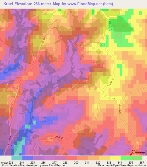 Krnci,Slovenia Elevation Map